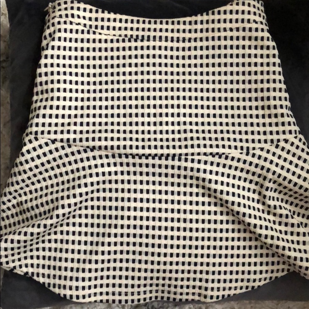 Lush cream and black checkered skater skirt